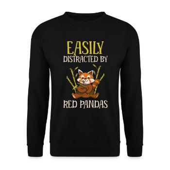 Facilement distrait par les pandas roux pour un bambou - Sweat-shirt Unisexe - noir - Devant - Alina (178cm) & Michal (187cm)
