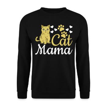 Katze Mama Niedliche Katze Mama Katzenliebhaber I - Unisex Pullover - Schwarz - Vorne - Alina (178cm) & Michal (187cm)