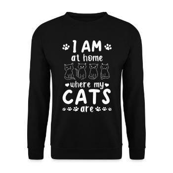 Propriétaire de chat Je suis à la maison où mes chats s - Sweat-shirt Unisexe - noir - Devant - Alina (178cm) & Michal (187cm)