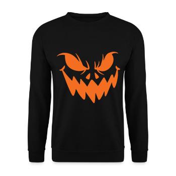 Gruseliger Kürbis - Unisex Pullover - Schwarz - Vorne - Alina (178cm) & Michal (187cm)