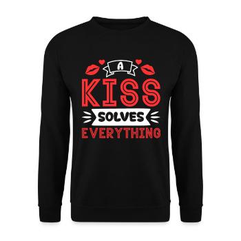 Problème Kissing Solution Relation Partenaire Baiser - Sweat-shirt Unisexe - noir - Devant - Alina (178cm) & Michal (187cm)