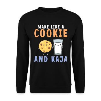 Koreanische Sprache Witze machen wie ein Keks und - Unisex Pullover - Schwarz - Vorne - Alina (178cm) & Michal (187cm)