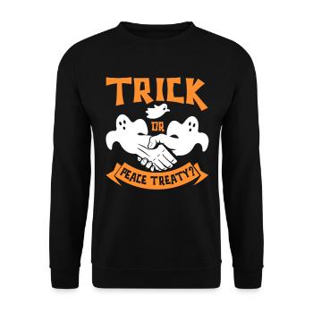 Halloween Trick Friedensvertrag Pazifist Wahl - Unisex Pullover - Schwarz - Vorne - Alina (178cm) & Michal (187cm)