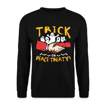 Halloween Trick Friedensvertrag Pazifist Wahl - Unisex Pullover - Schwarz - Vorne - Alina (178cm) & Michal (187cm)