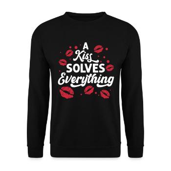 Problème Kissing Solution Relation Partenaire Baiser - Sweat-shirt Unisexe - noir - Devant - Alina (178cm) & Michal (187cm)