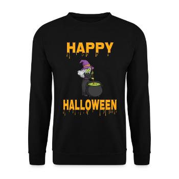 Hexe Halloween Zaubern Geschenk Geschenkidee - Unisex Pullover - Schwarz - Vorne - Alina (178cm) & Michal (187cm)