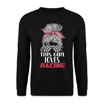 Racing Race Sunglasses Girl This - Unisex Sweatshirt - black - Front - Alina (178cm) & Michal (187cm)