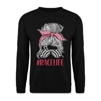 Racing Race Sunglasses Girl - Unisex Sweatshirt - black - Front - Alina (178cm) & Michal (187cm)