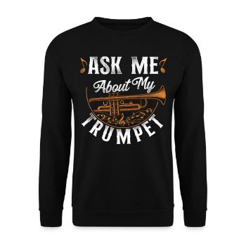 Trumpet Player Vintage Ask Me - Unisex Pullover - Schwarz - Vorne - Alina (178cm) & Michal (187cm)