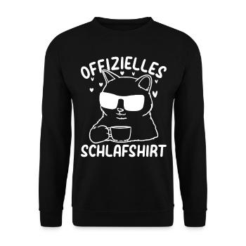 Katzen Schlafshirt Süße Katze I Offizielles Schlaf - Unisex Pullover - Schwarz - Vorne - Alina (178cm) & Michal (187cm)