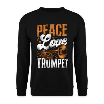 Trumpet Player Girl Vintage Peace - Unisex Pullover - Schwarz - Vorne - Alina (178cm) & Michal (187cm)