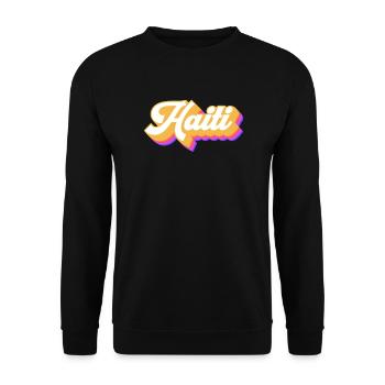 Vintage Urlaub Reise Karibik Haiti - Unisex Pullover - Schwarz - Vorne - Alina (178cm) & Michal (187cm)