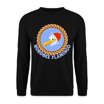 North Sea Flamingo Funny Seagull - Unisex Sweatshirt - black - Front - Alina (178cm) & Michal (187cm)