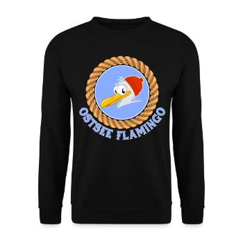 Ostsee Flamingo lustiges Möwen Design Fischer - Unisex Pullover - Schwarz - Vorne - Alina (178cm) & Michal (187cm)