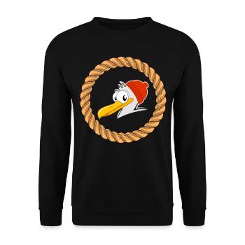 Seagull with wool hat for sailors boaters captains - Unisex Sweatshirt - black - Front - Alina (178cm) & Michal (187cm)