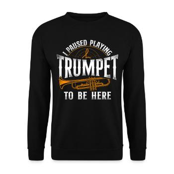 Trumpet Player Vintage I Paused - Unisex Pullover - Schwarz - Vorne - Alina (178cm) & Michal (187cm)
