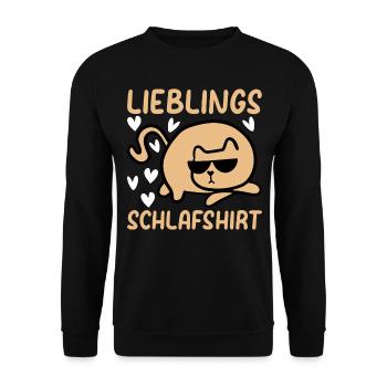 Katzen Schlafshirt Lieblings Schlafshirt I Lustige - Unisex Pullover - Schwarz - Vorne - Alina (178cm) & Michal (187cm)