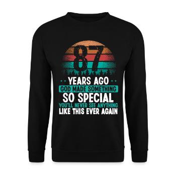 87 Birthday God made something special 87 Year Old - Unisex Sweatshirt - black - Front - Alina (178cm) & Michal (187cm)