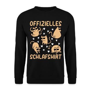 Katzen Schlafshirt Süße Katzen Offizielles Schlafs - Unisex Pullover - Schwarz - Vorne - Alina (178cm) & Michal (187cm)