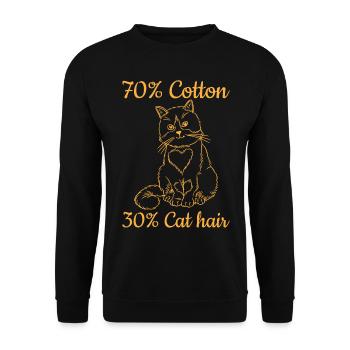 70% Coton 30% Poils de Chat I Drôle de Chat - Sweat-shirt Unisexe - noir - Devant - Alina (178cm) & Michal (187cm)