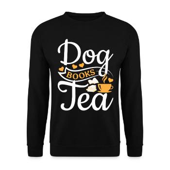 Dog Books Tea I Book Lovers Book Reading Hundeli - Unisex Sweatshirt - black - Front - Alina (178cm) & Michal (187cm)