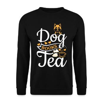 Dog Books Tea I Dog Owners Book Read Buchliebh - Unisex Sweatshirt - black - Front - Alina (178cm) & Michal (187cm)