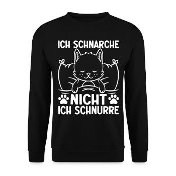 Ich schnarche nicht, Ich schnurre I Lustige Katze - Unisex Pullover - Schwarz - Vorne - Alina (178cm) & Michal (187cm)