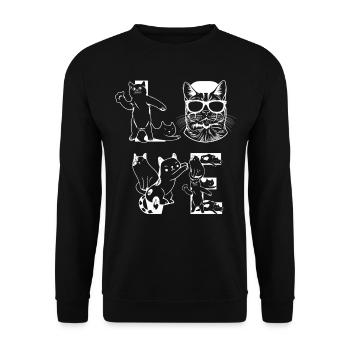 Chat Amour Chats I Mignon Chat Amoureux LI - Sweat-shirt Unisexe - noir - Devant - Alina (178cm) & Michal (187cm)