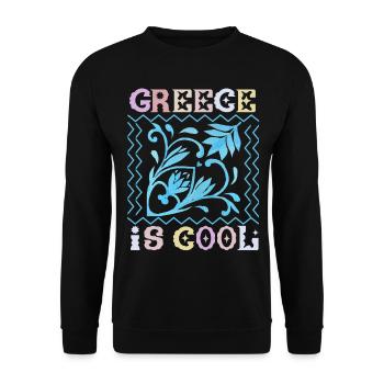 Greece, saying, Greece-Is-Cool, ornament - Unisex Sweatshirt - black - Front - Alina (178cm) & Michal (187cm)