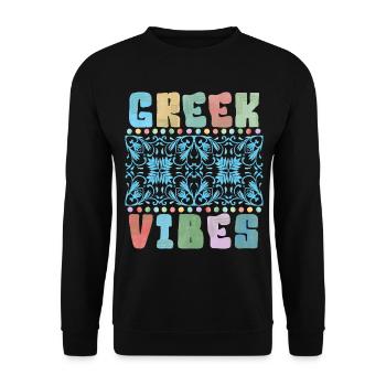 Greece, saying, Greek vibes, ornament - Unisex Sweatshirt - black - Front - Alina (178cm) & Michal (187cm)