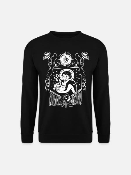 Jesus Christus, Volkskunst, IHS, Jesus-mit-Schaf - Unisex Pullover - Schwarz