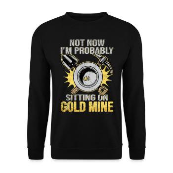 Not now I'm probably sitting on a Gold Mine - Unisex Pullover - Schwarz - Vorne - Alina (178cm) & Michal (187cm)