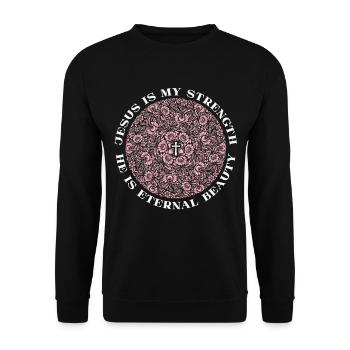 Jesus-Spruch, Jesus Christus, Vintage-Mandala - Unisex Pullover - Schwarz - Vorne - Alina (178cm) & Michal (187cm)