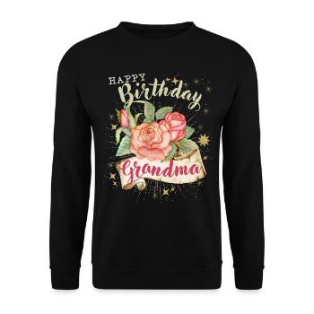 Oma-Omi Geburtstag Vintage-Happy Birthday Grandma - Unisex Pullover - Schwarz - Vorne - Alina (178cm) & Michal (187cm)