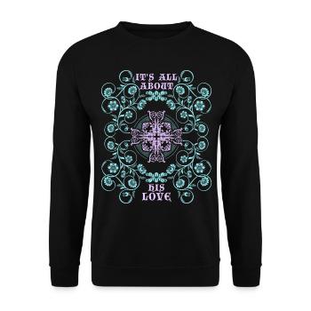 Jesus Christus, Vintage-Ornament, Jesus-Spruch - Unisex Pullover - Schwarz - Vorne - Alina (178cm) & Michal (187cm)