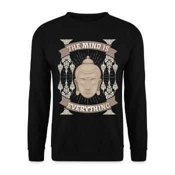 Buddhism Meditation Buddha-Design Spirituality - Unisex Sweatshirt - black - Front - Alina (178cm) & Michal (187cm)