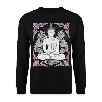 Buddhism Thai-Buddha Meditation-Buddha Thailand - Unisex Sweatshirt - black - Front - Alina (178cm) & Michal (187cm)