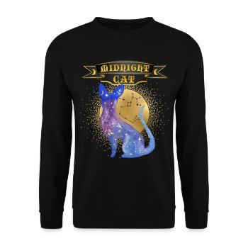 Chat Minuit-Chat Disant Ciel Étoilé Chat Siamois - Sweat-shirt Unisexe - noir - Devant - Alina (178cm) & Michal (187cm)