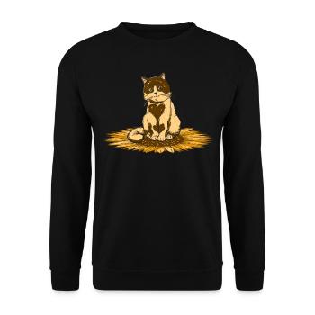 Cat Sunflower I Cute Cat Owner I Son - Unisex Sweatshirt - black - Front - Alina (178cm) & Michal (187cm)
