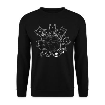 Cats On Earth I Cute Cats on Earth - Ni - Unisex Sweatshirt - black - Front - Alina (178cm) & Michal (187cm)