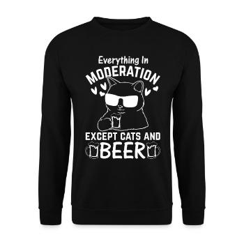 Katzenliebhaber I Alles in Maßen außer Katzen und - Unisex Pullover - Schwarz - Vorne - Alina (178cm) & Michal (187cm)