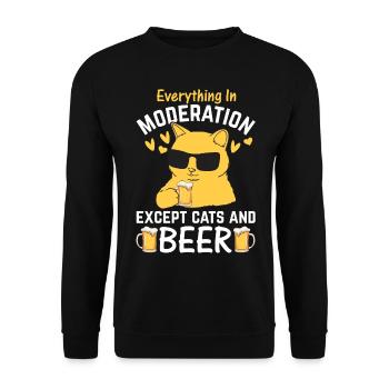 Drôle de chat I Tout avec modération sauf les chats et bi - Sweat-shirt Unisexe - noir - Devant - Alina (178cm) & Michal (187cm)