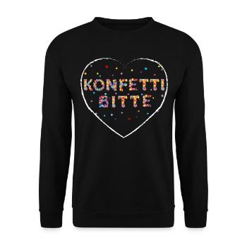 Konfetti Bitte Karneval Fasnacht Kölle Alaaf - Unisex Pullover - Schwarz - Vorne - Alina (178cm) & Michal (187cm)
