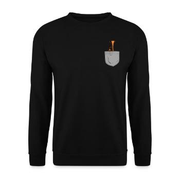 Trumpet Player Pocket - Unisex Pullover - Schwarz - Vorne - Alina (178cm) & Michal (187cm)