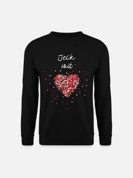 Jeck mit Herz Rot Weiss Karnval Fasching Konfetti - Unisex Pullover - Schwarz