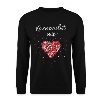 Karnevalist Karneval Fasching Jeck Narr Rot Weiss - Unisex Pullover - Schwarz - Vorne - Alina (178cm) & Michal (187cm)