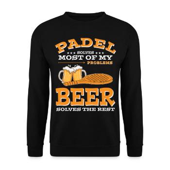 Padel and Beer Funny Paddle Tennis Saying - Unisex Sweatshirt - black - Front - Alina (178cm) & Michal (187cm)