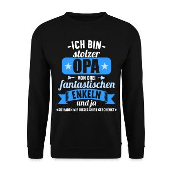 stolzer Opa von drei fantastische Enkeln - Unisex Pullover - Schwarz - Vorne - Alina (178cm) & Michal (187cm)