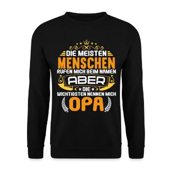 Die wichtigsten Menschen nennen mich Opa - Unisex Pullover - Schwarz - Vorne - Alina (178cm) & Michal (187cm)