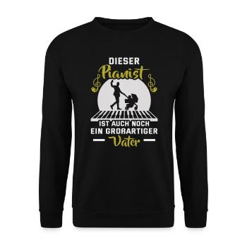 Pianist Vatertag Klavierspieler Musiker - Unisex Pullover - Schwarz - Vorne - Alina (178cm) & Michal (187cm)